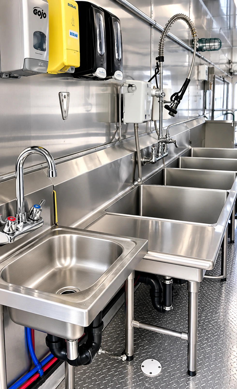 38ft Low Temp Dish Trailer dish trailer sink and pre rinse station