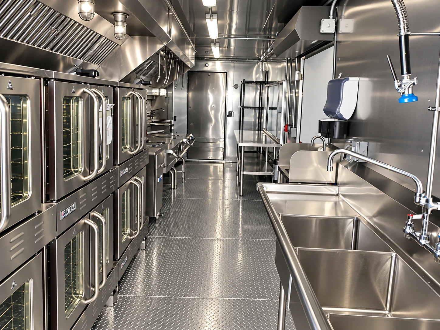 40ft Bulk Combo Kitchen mobile commercial kitchen trailer ovens wash station prep area