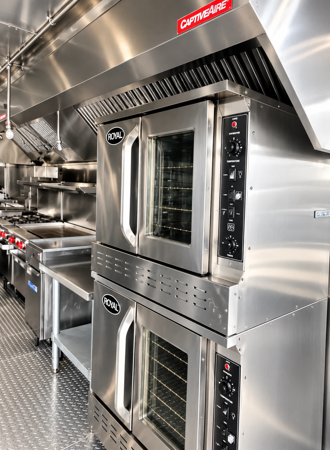 40ft Mobile Kitchen mobile kitchen trailer stacked commercial convection ovens