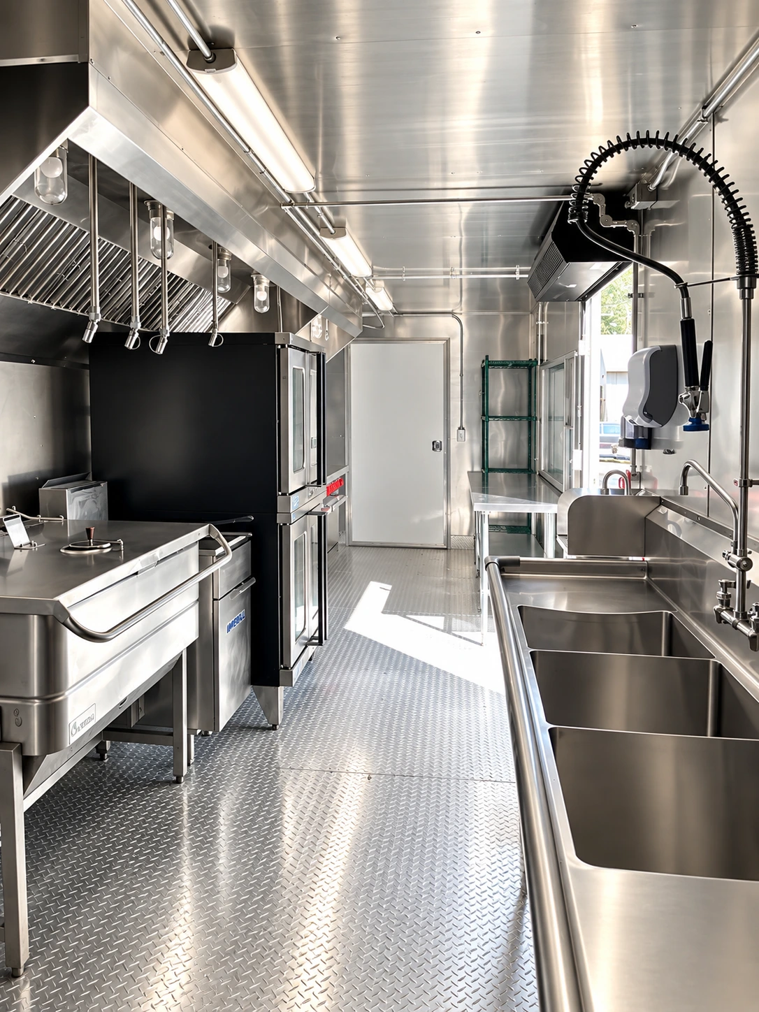 40ft Mobile Combo Kitchen portable commercial kitchen trailer three compartment sink