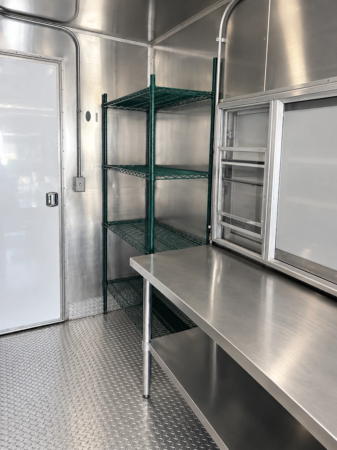 40ft Mobile Combo Kitchen portable kitchen trailer stainless prep table shelving