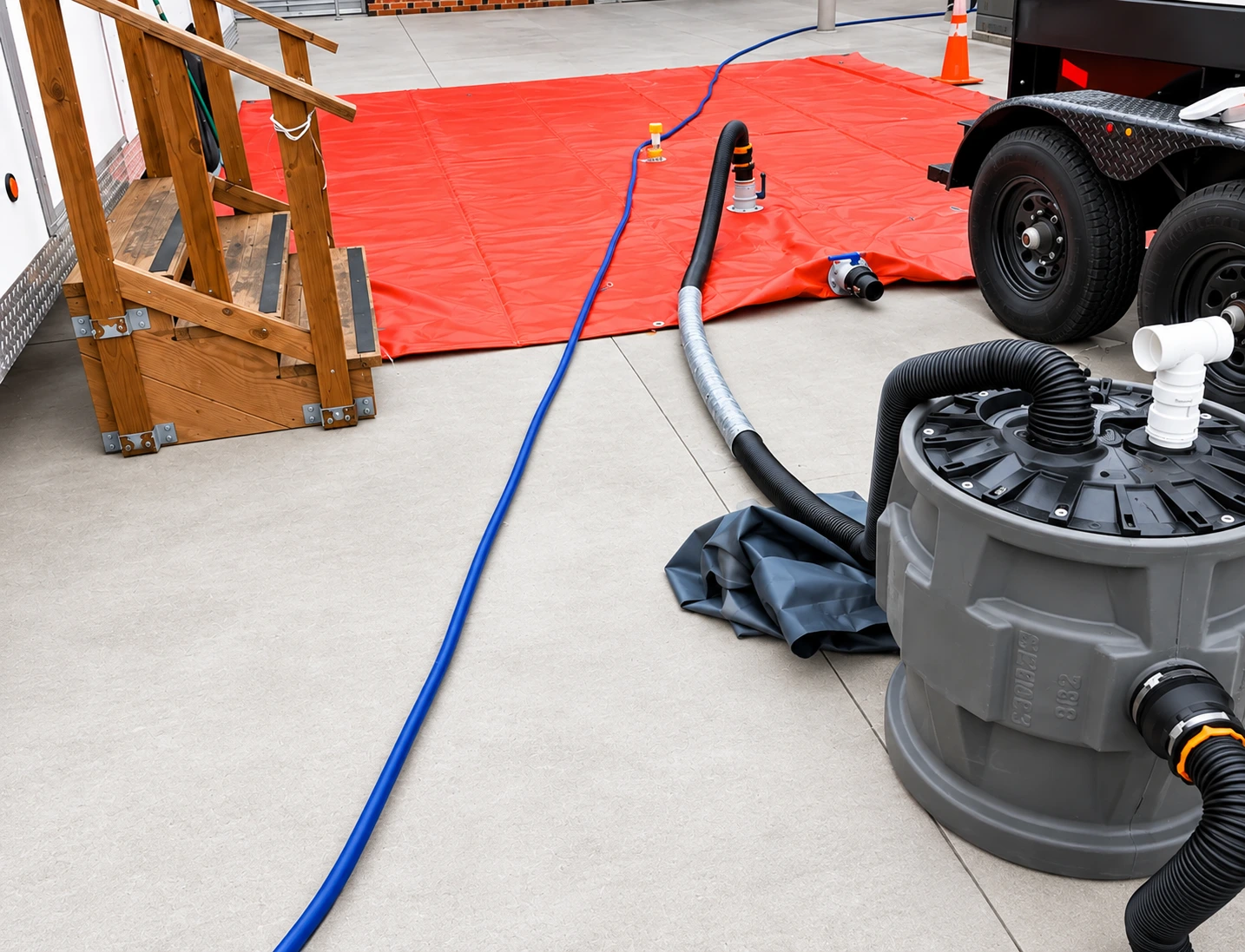Remote Basecamp and Workforce Housing Layout temporary bladder bag pumping system